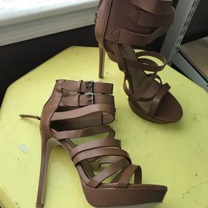 Tan Strappy Stilettos